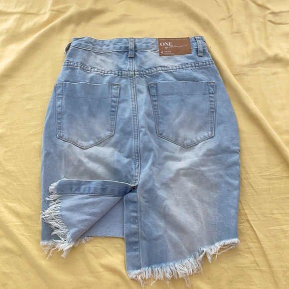 One Teaspoon Ripped Denim Skirt - Picture 2 of 4